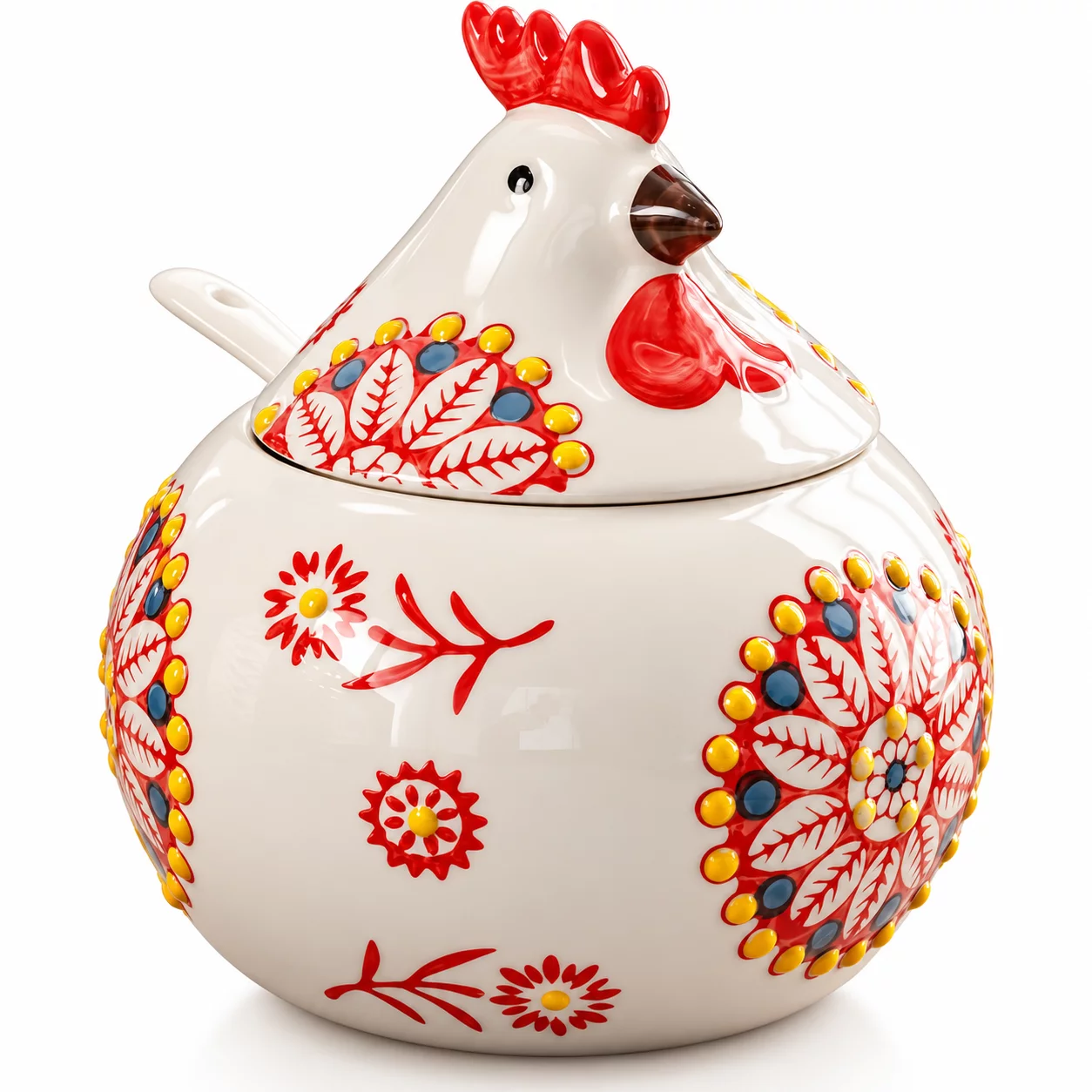 Decorative Rooster Seasoning Jar – Red